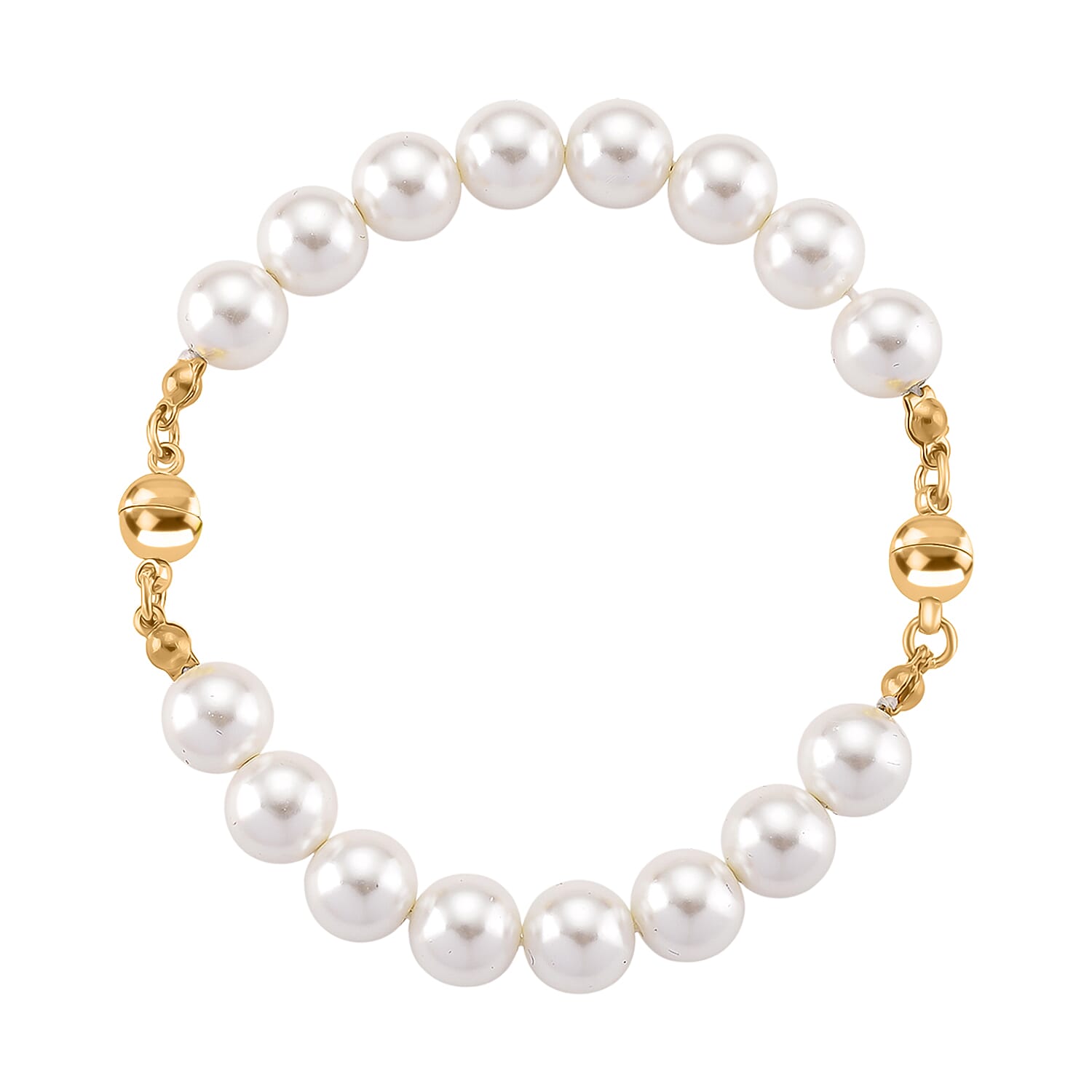 3 Piece Set - White Shell Pearl Detachable Bracelet and Necklace (Size - 17) with Magnetic Clasp V32512538 3