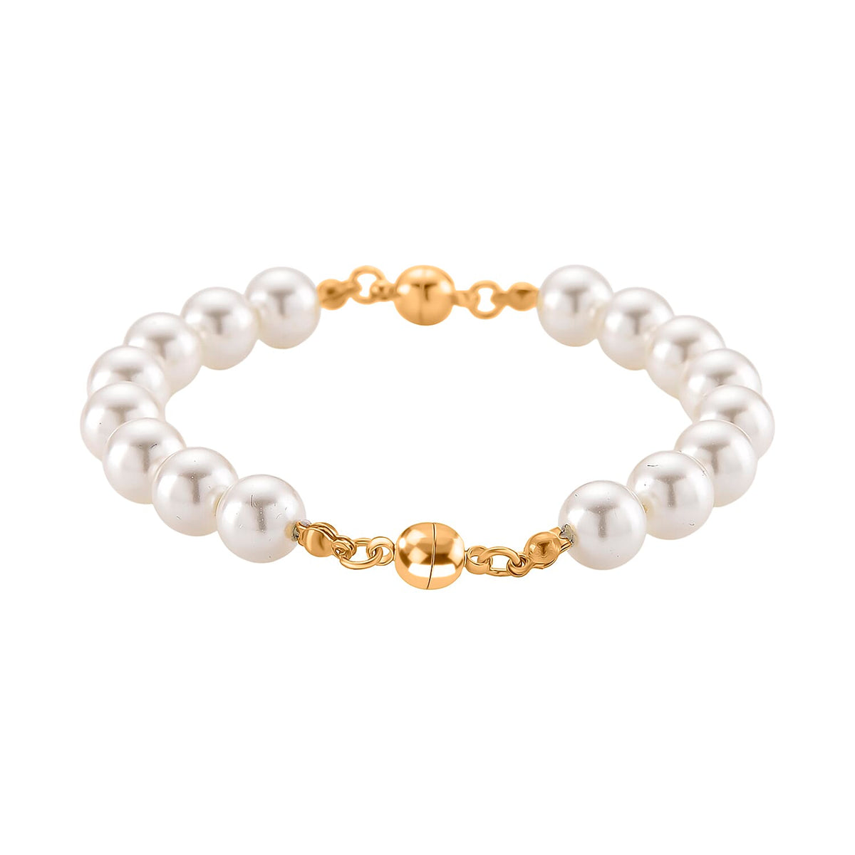 3 Piece Set - White Shell Pearl Detachable Bracelet and Necklace (Size - 17) with Magnetic Clasp V32512538 4
