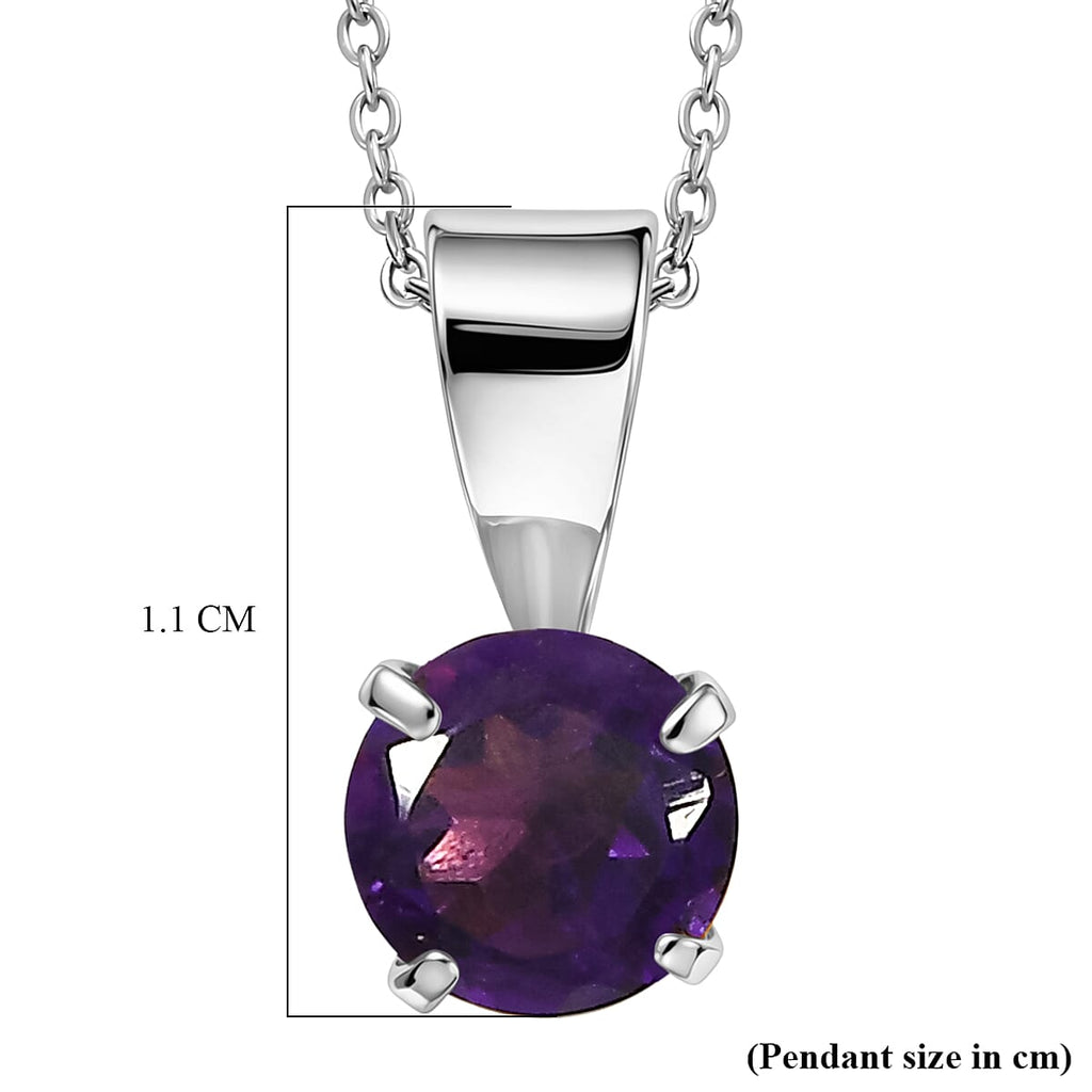 Set of 3 - White Topaz, Red Garnet & African Amethyst Solitaire Pendant with Chain (Size 20) 1.72 Ct.
