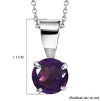 Set of 3 - White Topaz, Red Garnet & African Amethyst Solitaire Pendant with Chain (Size 20) 1.72 Ct.