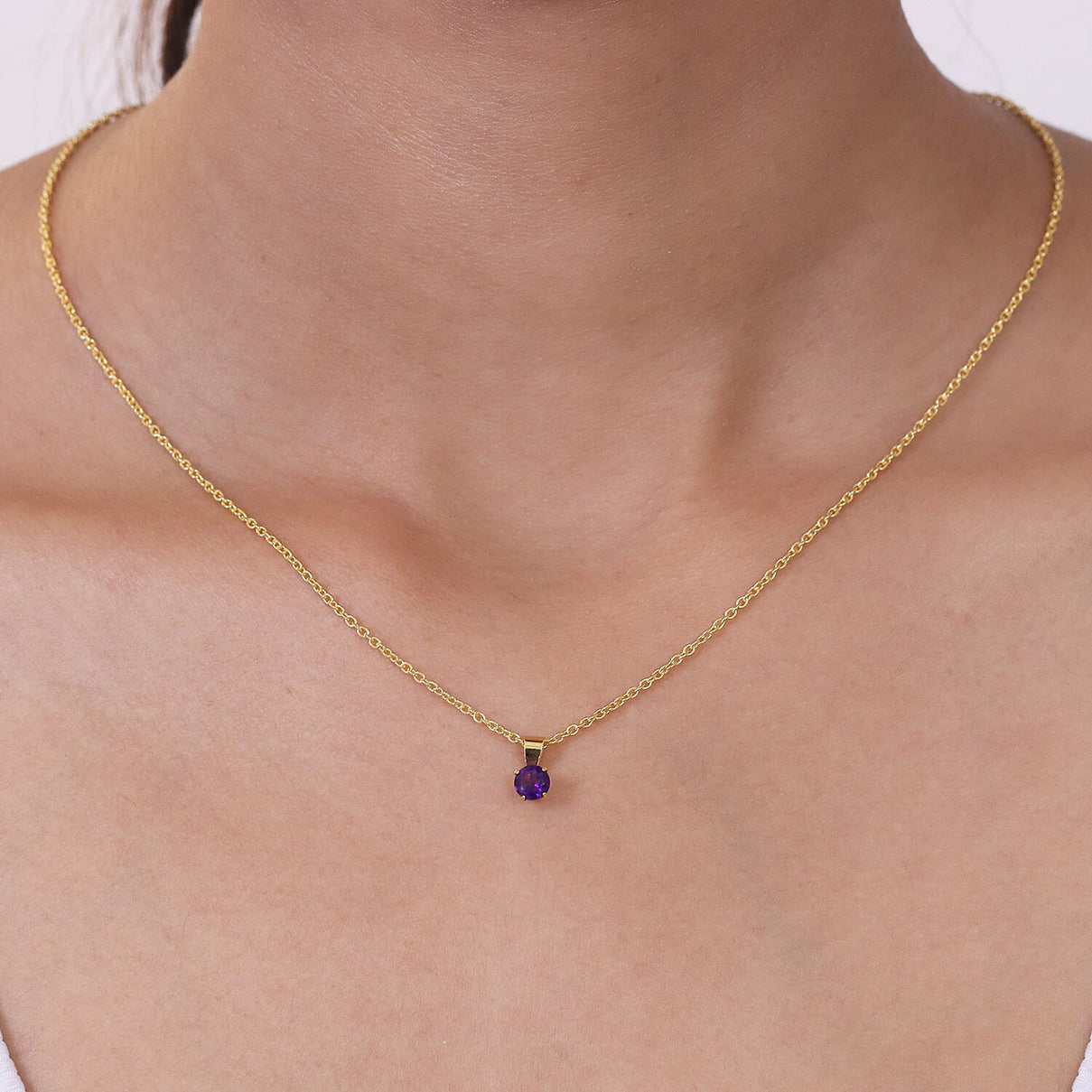 Set of 3 - African Amethyst, White Topaz &amp; Red Garnet Solitaire Pendant in Yellow Gold Plated Sterling Silver with Chain (Size 20)  1.72 Ct. 4458139 2