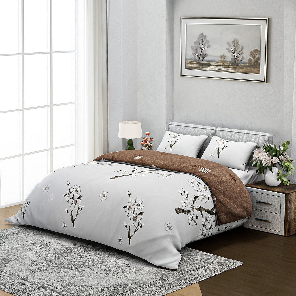 Boutique Bedding Collection 3 Piece Set - Floral Printed Duvet Cover With 2 Pillowcases (Size - King) - Brown 8038543 0
