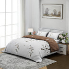 Boutique Bedding Collection 3 Piece Set - Floral Printed Duvet Cover With 2 Pillowcases (Size - King) - Brown