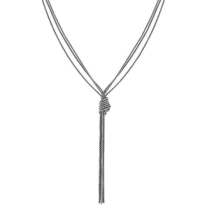 Sterling Silver Rhodium Plated Strand Knot Popcorn Chain Necklace 18 Inch 7316403 1
