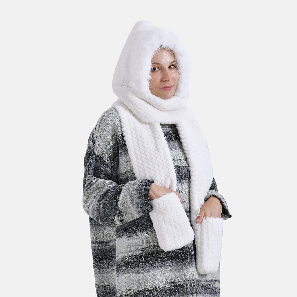 3 in 1 Hooded Scarf - White