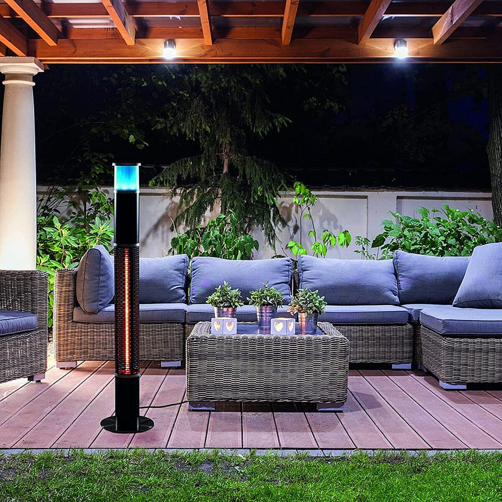 3 in 1 Light up Tower Heater with Bluetooth Speaker (Power 1500W) - Black