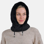 3-in-1 Cosy Warm Plush Faux Fur Sherpa Lined Winter Hat Scarf - Black