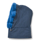 3-in-1 Cosy Warm Plush Faux Fur Sherpa Lined Winter Hat Scarf  - Navy