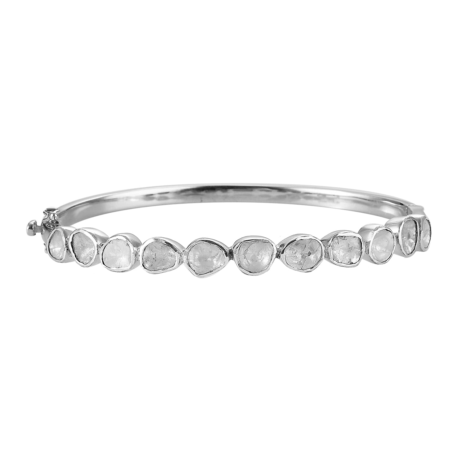 3. Ct. Polki Diamond Tennis Station Bangle in Sterling Silver 7 Inches 6125606 0