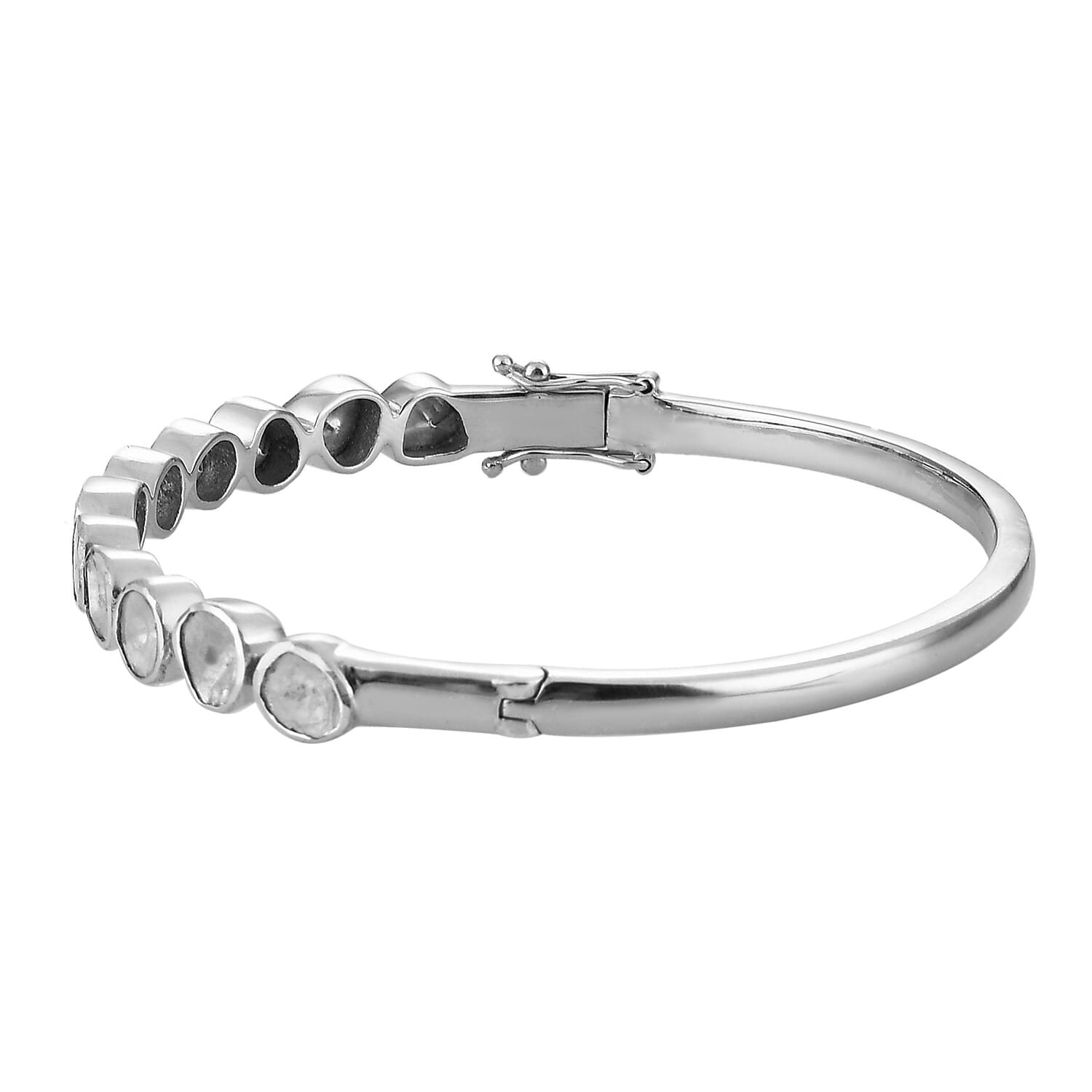 3. Ct. Polki Diamond Tennis Station Bangle in Sterling Silver 7 Inches 6125606 4