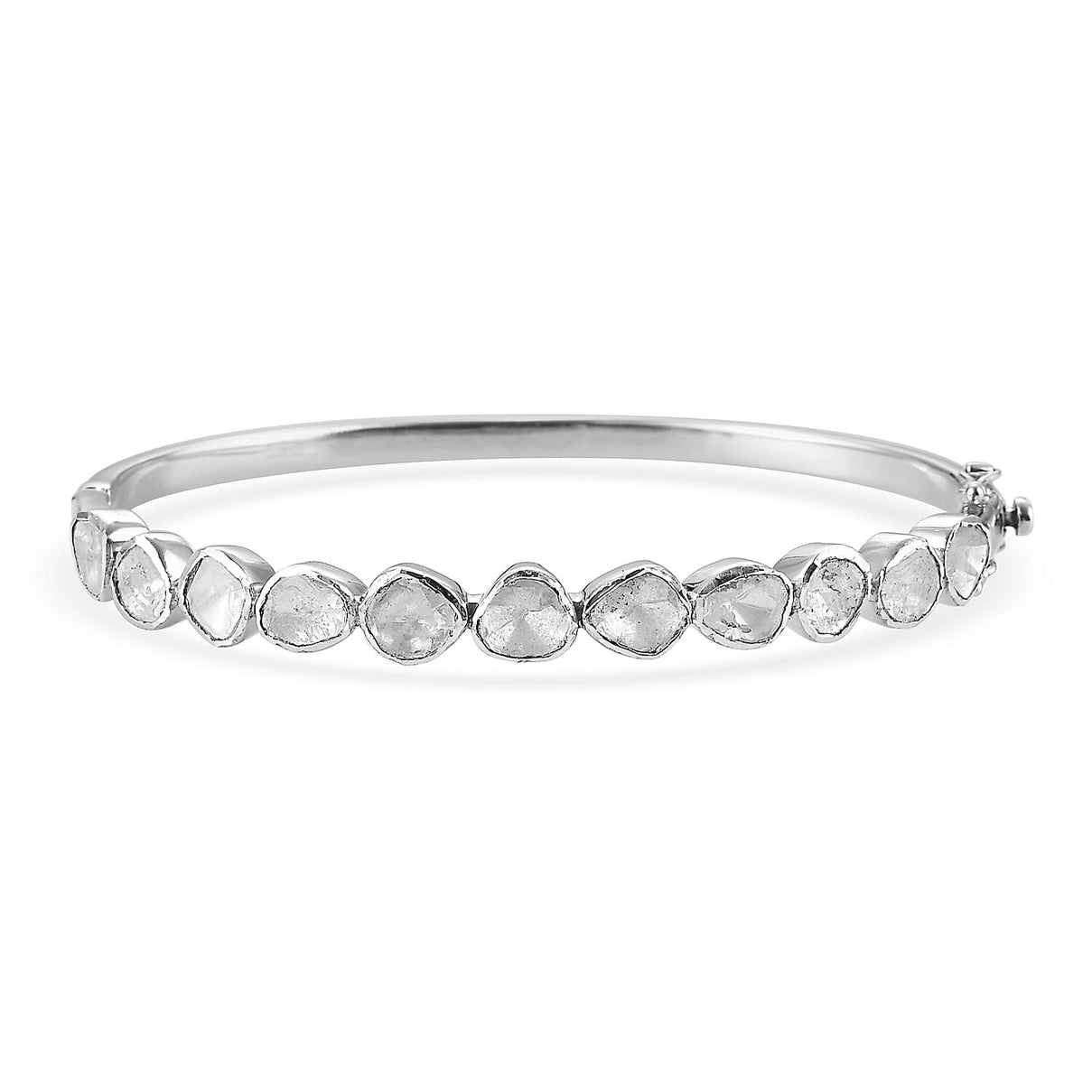 3.00 Ct Artisan Crafted Polki Diamond Bangle Size 8 in Sterling Silver 6711783 0