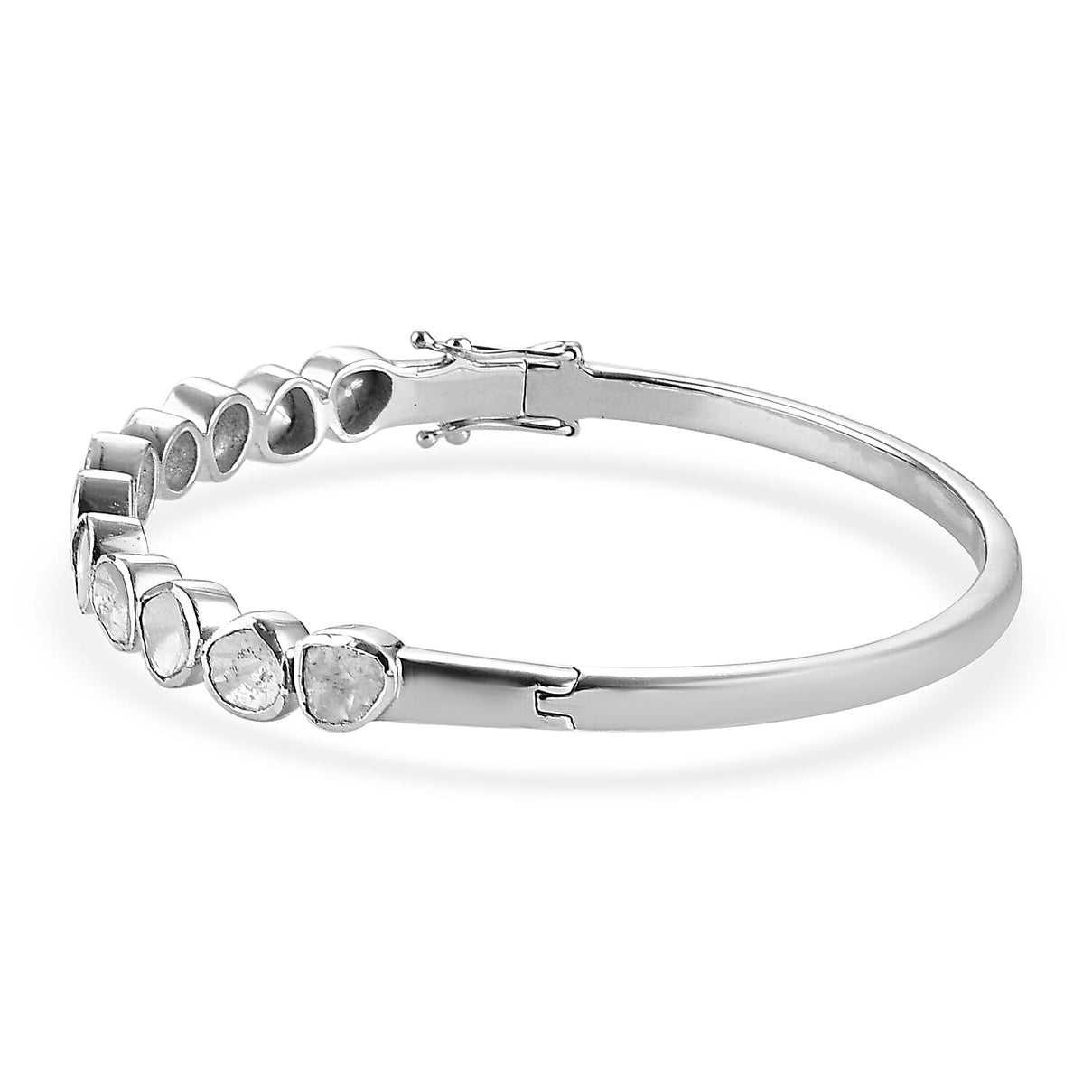 3.00 Ct Artisan Crafted Polki Diamond Bangle Size 8 in Sterling Silver 6711783 4