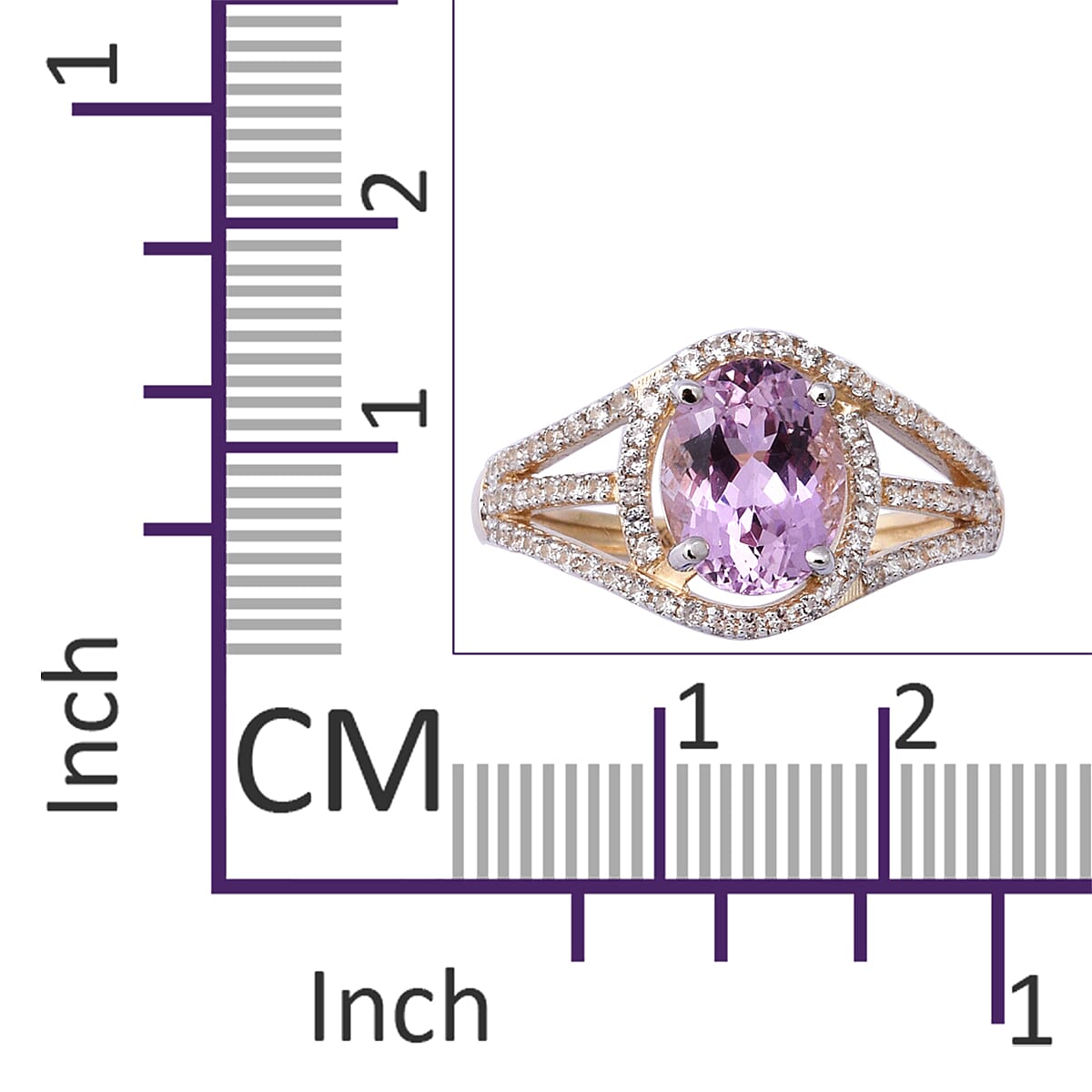 3.01 Ct Kunzite and Cambodian Zircon Halo Ring in 9K Gold 3620210 4