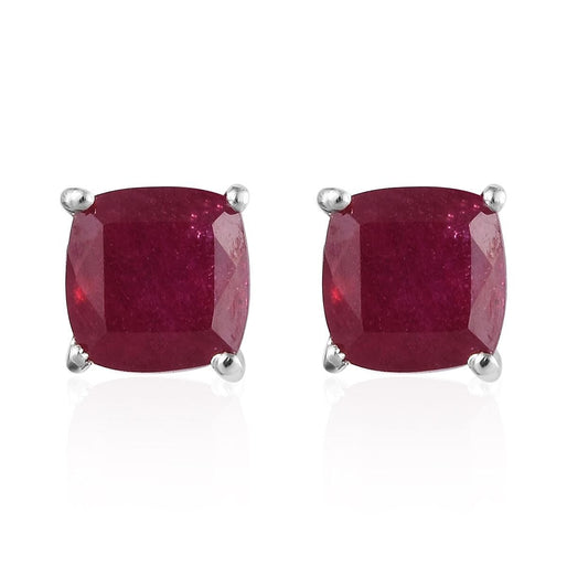 D'Joy - African Ruby Stud Earrings with Push Back in Platinum Overlay Sterling Silver 3.00 Ct.