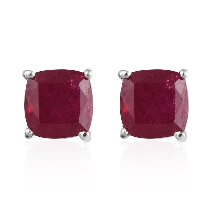 3 Ct. African Ruby Solitaire Stud Earrings (Push Back) in Platinum Overlay Sterling Silver 3309021 1