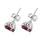 African Ruby Stud Earrings with Push Back in Platinum Overlay Sterling Silver 3.25 Ct.