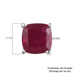 African Ruby Stud Earrings with Push Back in Platinum Overlay Sterling Silver 3.25 Ct.