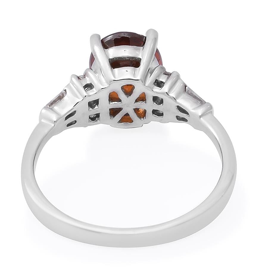 3.20 Ct Red Zircon and Zircon Solitaire Ring in Rhodium Plated Sterling Silver 3606273 2
