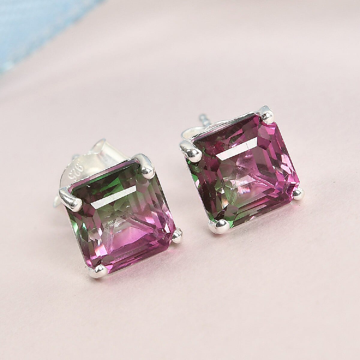 3.25 Bi-Colour Quartz Solitaire Stud Earrings in Sterling Silver 3821089 2