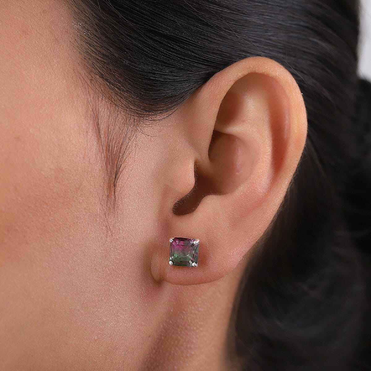 3.25 Bi-Colour Quartz Solitaire Stud Earrings in Sterling Silver 3821089 3