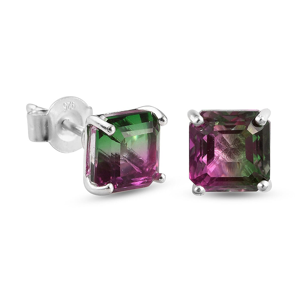 3.25 Bi-Colour Quartz Solitaire Stud Earrings in Sterling Silver 3821089 4