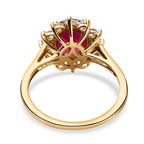 Royal Bali Collection - D'Joy African Ruby & Natural Zircon Halo Ring in 18K Vermeil Yellow Gold Plated Sterling Silver 3.61 Ct.