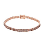 Close Out Deal- Natural Champagne Diamond Bracelet (Size - 7.5) in 18K Rose Gold Vermeil Plated Sterling Silver 3.50 Ct, Silver Wt. 10.5 Gms