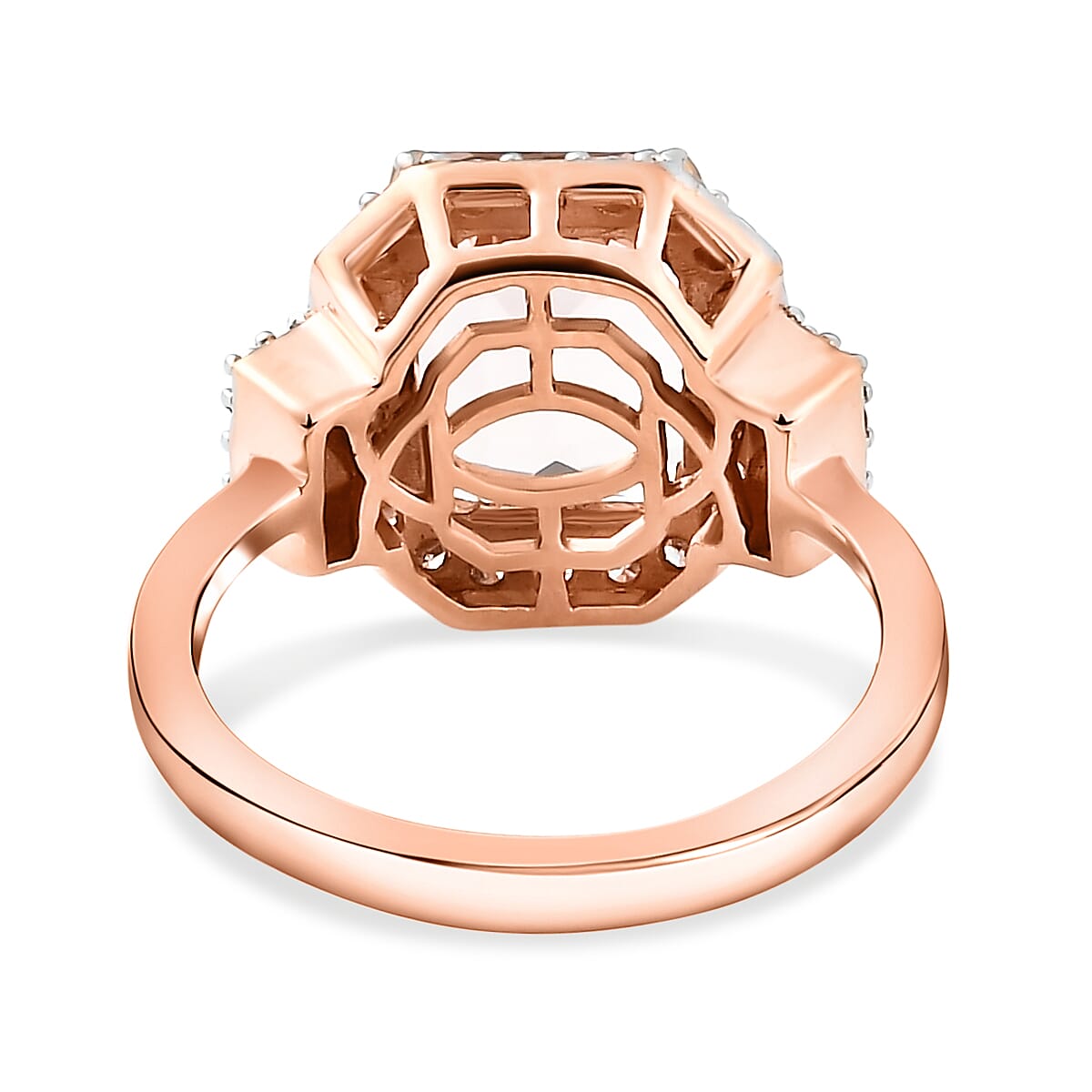 3.58 Ct AA Halo Morganite, Pink and White Diamond Ring in 14K Rose Gold 3.28 grams 7433504 4