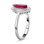 African Ruby and Diamond Ring in Platinum Overlay Sterling Silver 4.13 Ct.
