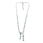 Arizona Sleeping Beauty Turquoise and Natural Cambodian Zircon Necklace (Size 18 with 2 inch Extender) in Platinum Overlay Sterling Silver 4.26 Ct, Silver Wt. 17.83 Gms