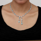 Arizona Sleeping Beauty Turquoise and Natural Cambodian Zircon Necklace (Size 18 with 2 inch Extender) in Platinum Overlay Sterling Silver 4.26 Ct, Silver Wt. 17.83 Gms