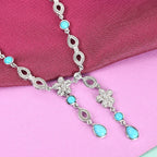 Arizona Sleeping Beauty Turquoise and Natural Cambodian Zircon Necklace (Size 18 with 2 inch Extender) in Platinum Overlay Sterling Silver 4.26 Ct, Silver Wt. 17.83 Gms