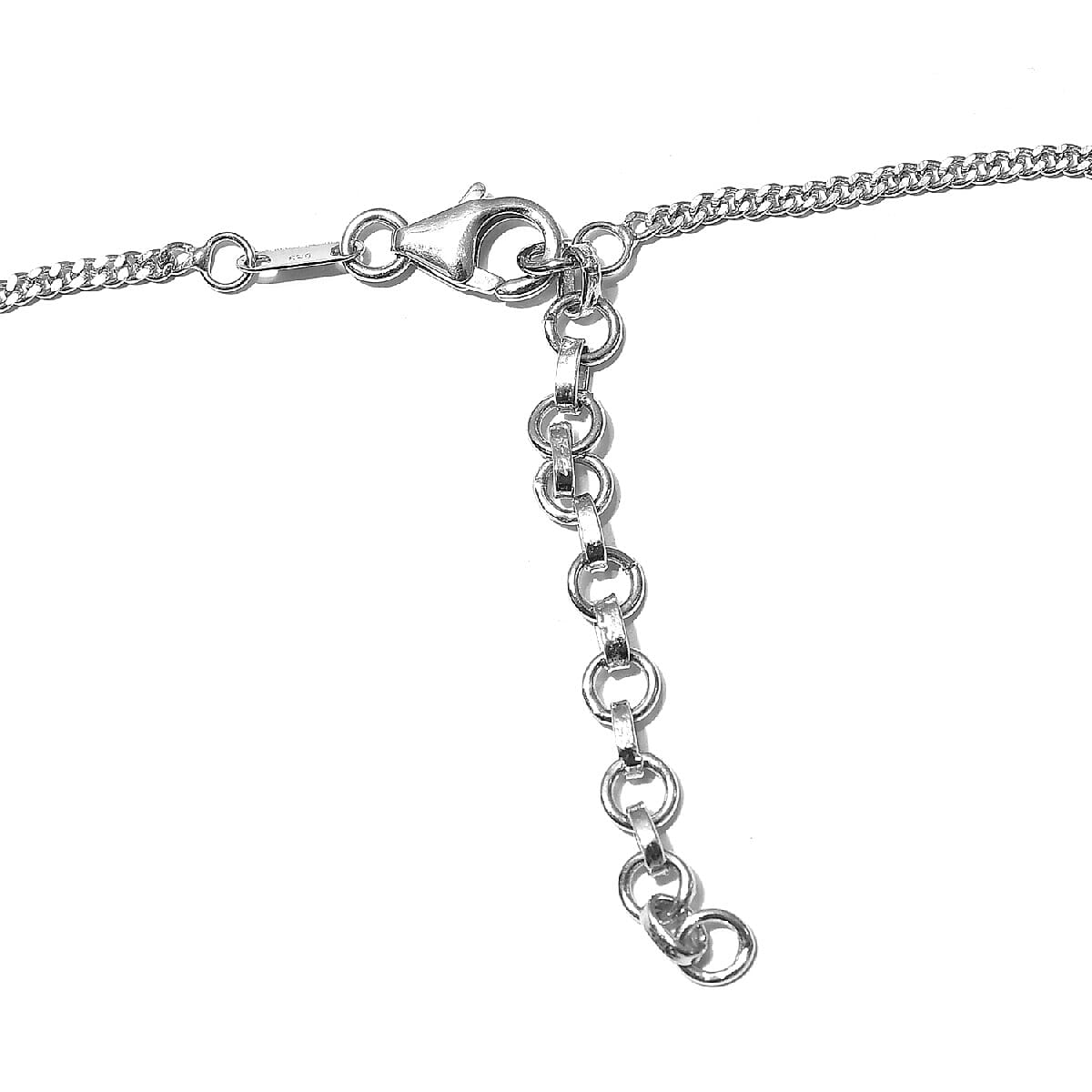 3.71 Ct Sleeping Beauty Turquoise and Zircon Necklace Size 18 Inch in Platinum Plated Sterling Silver 3839702 5