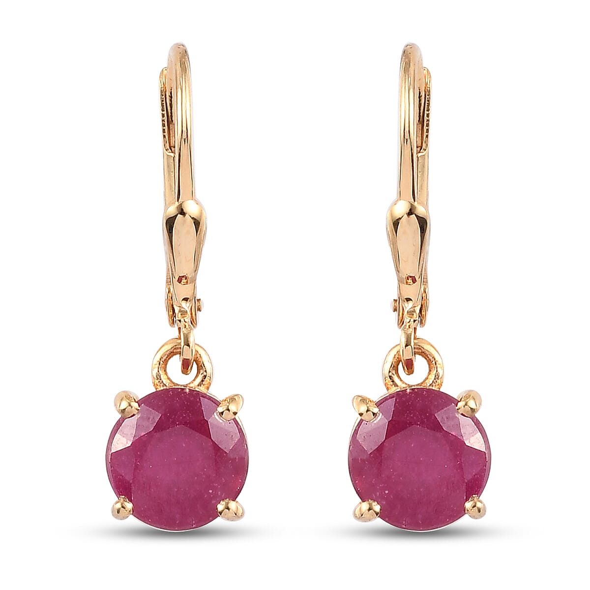 3.75 Ct African Ruby Solitaire Lever Back Earrings in Gold Plated Sterling Silver 3341899 13