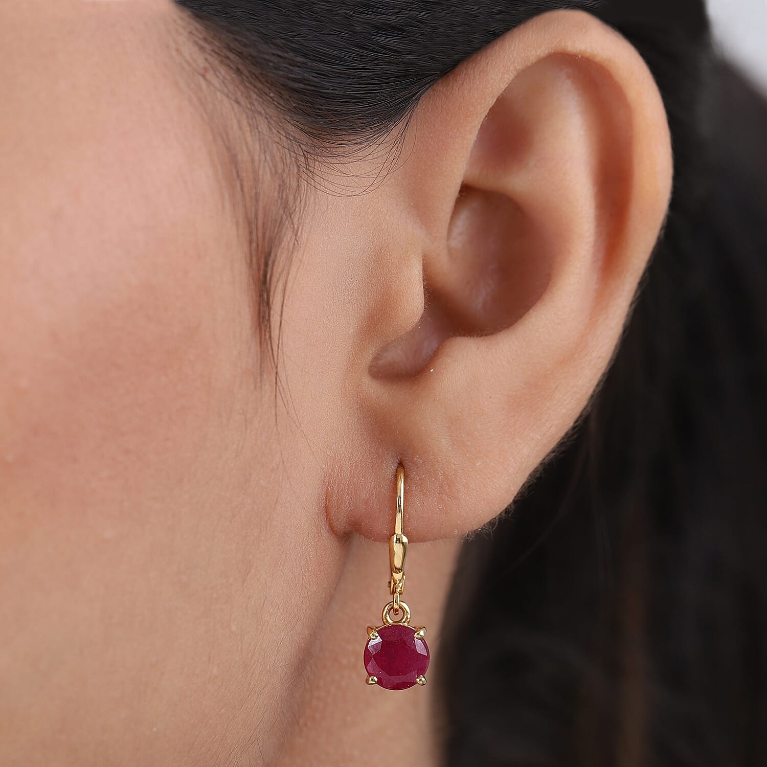 3.75 Ct African Ruby Solitaire Lever Back Earrings in Gold Plated Sterling Silver 3341899 15