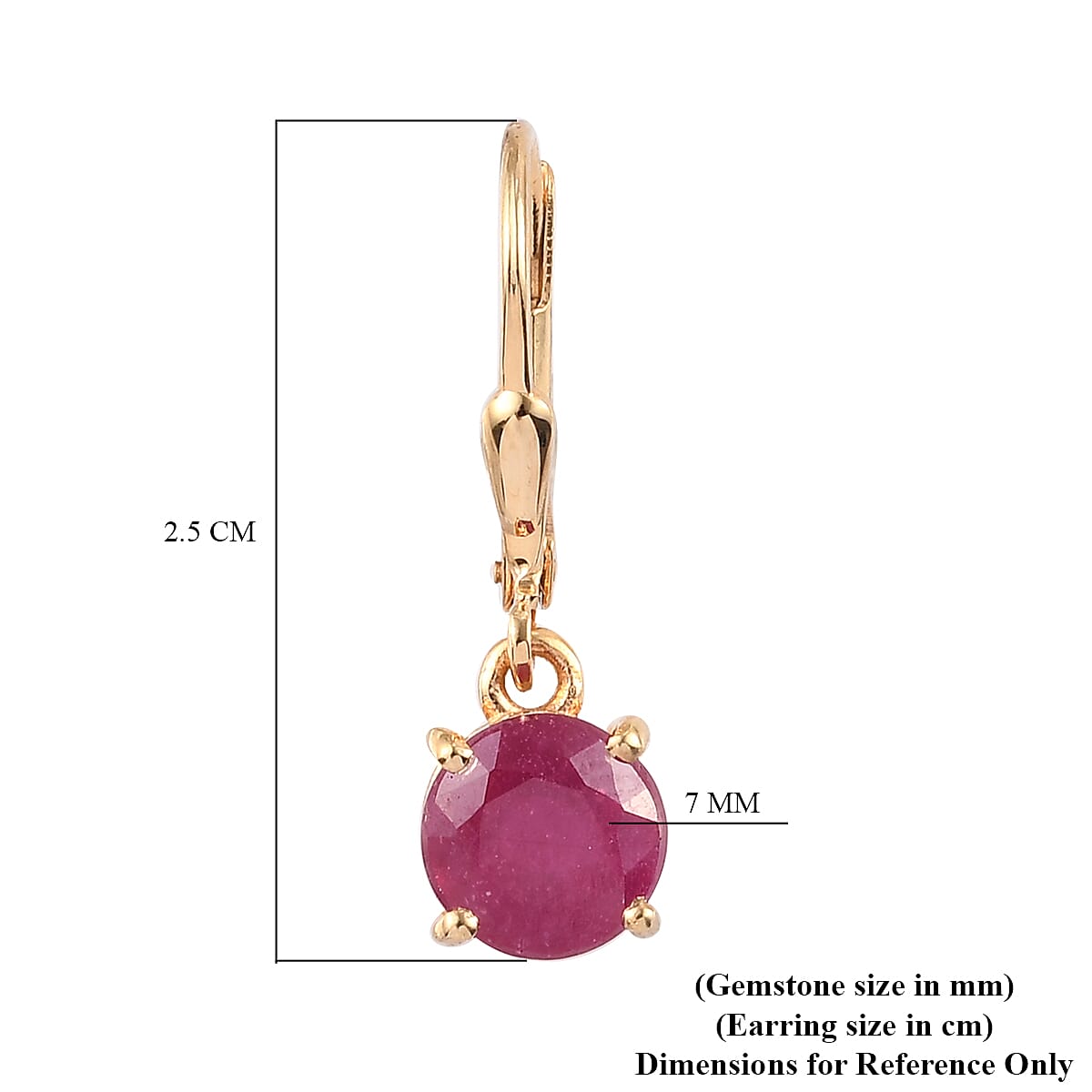 3.75 Ct African Ruby Solitaire Lever Back Earrings in Gold Plated Sterling Silver 3341899 17