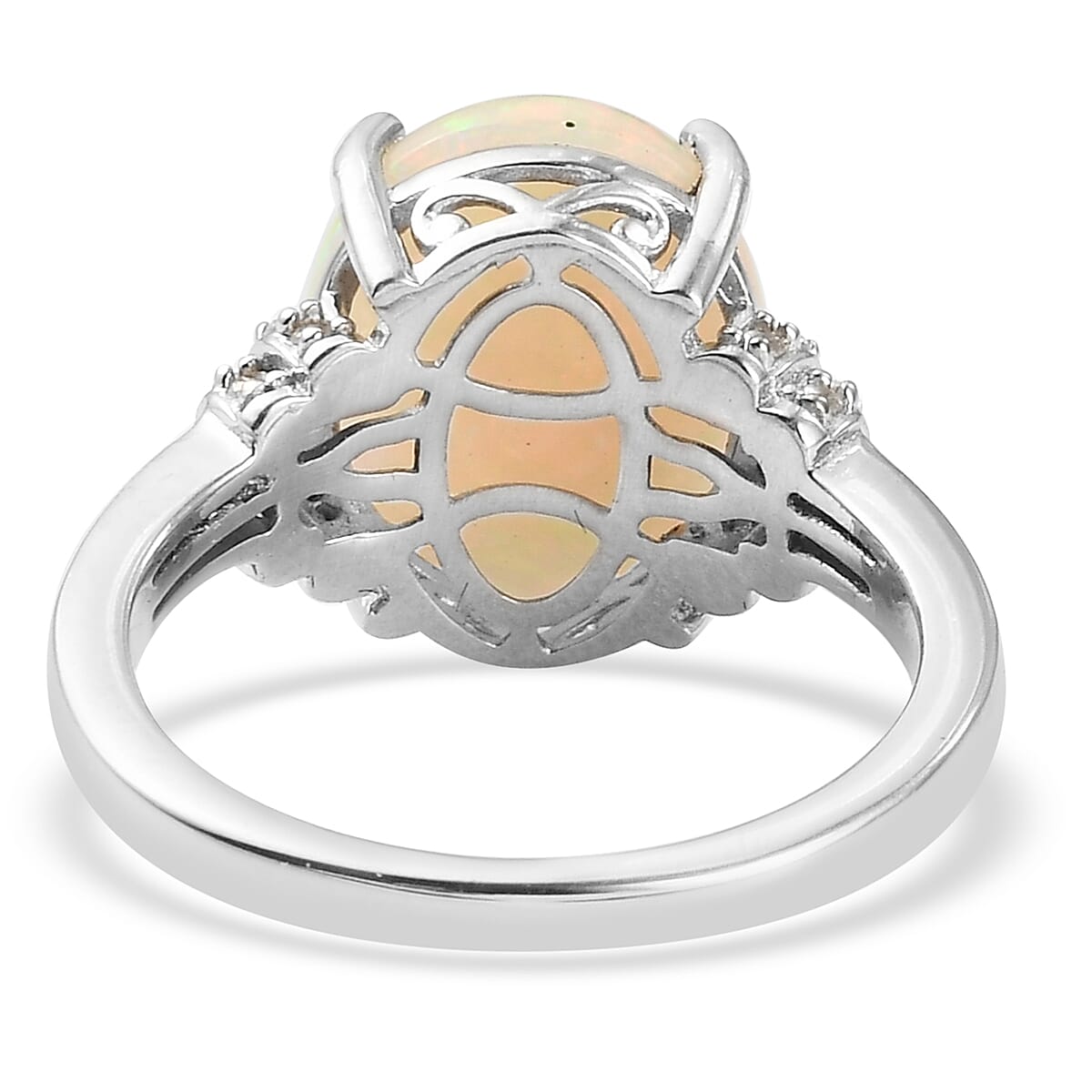 3.75 Ct Wegel Tena Opal and Natural Zircon Ring in Platinum Plated Sterling Silver 7333947 5