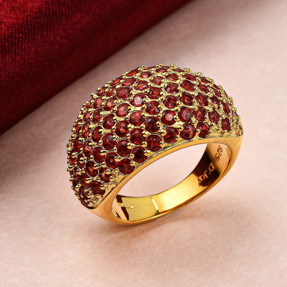 3.76 Ct. Red Sapphire Cluster Ring in Yellow Gold Plated Sterling Silver 6295361 2