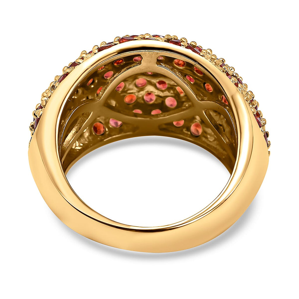 Red Sapphire Cluster Ring in Yellow Gold Overlay Sterling Silver 3.76 Ct.