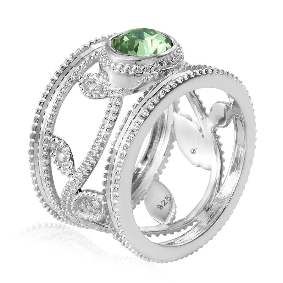 Lustro Stella  Peridot Crystal Solitaire Ring in Rhodium Plated Silver 5.30 Grams 3007799 2