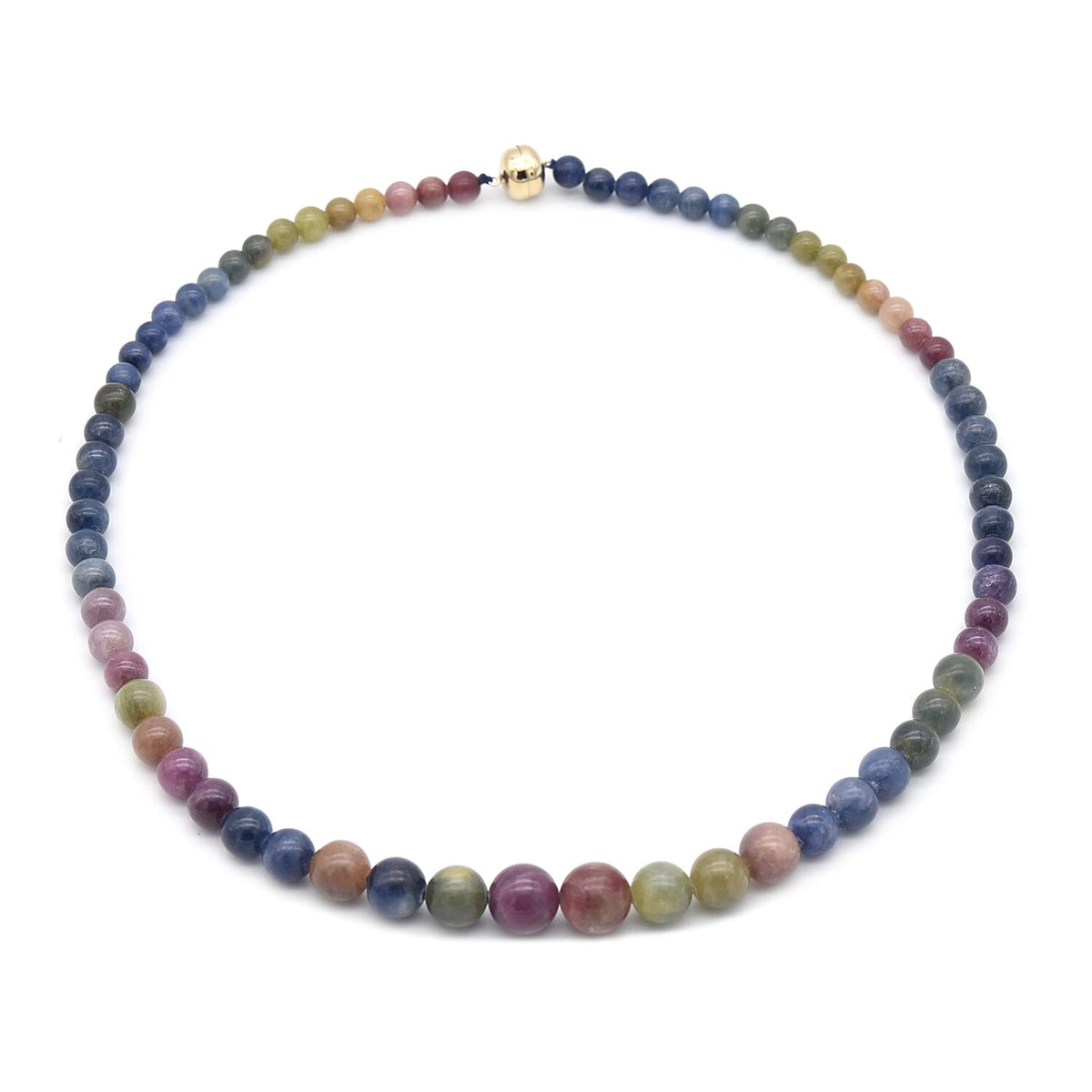 301.5 Ct. Multi-Coloured Sapphire Beaded Necklace in 9K Yellow Gold 3754923 0