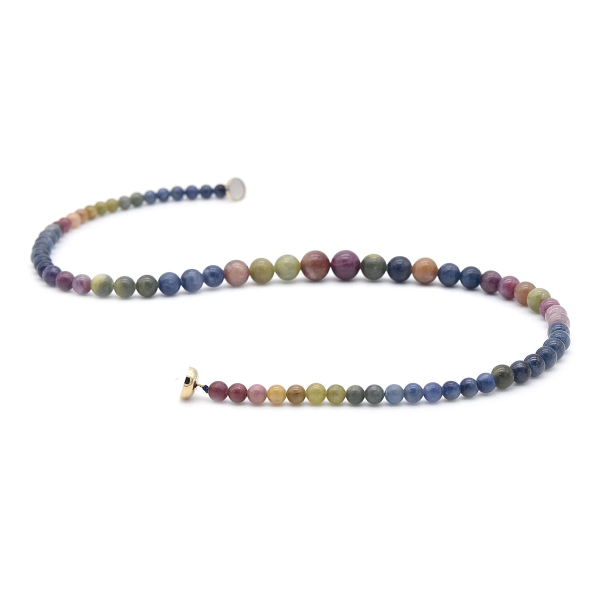 301.5 Ct. Multi-Coloured Sapphire Beaded Necklace in 9K Yellow Gold 3754923 2
