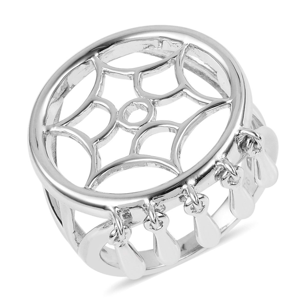 LucyQ Dream Catcher Collection - Rhodium Overlay Sterling Silver Spider Web Ring 3096656 0