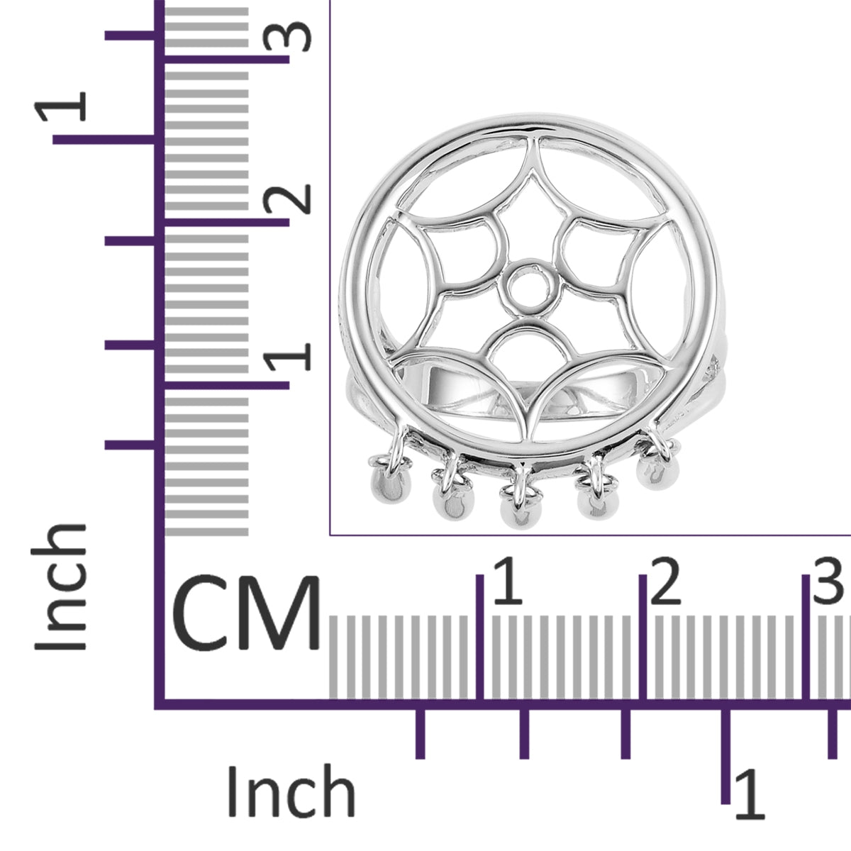 LucyQ Dream Catcher Collection - Rhodium Overlay Sterling Silver Spider Web Ring 3096656 5