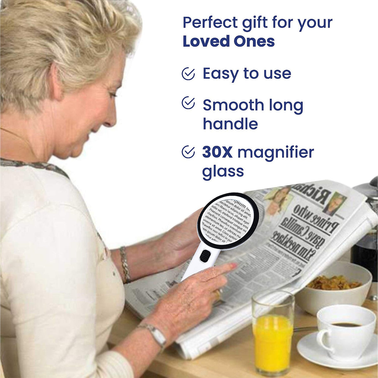 Handheld Large Magnifying Glass with 12 LED Illuminated Lighted Magnifier - 30x (Requires 2 AA batteries, Not included) 6251968 4