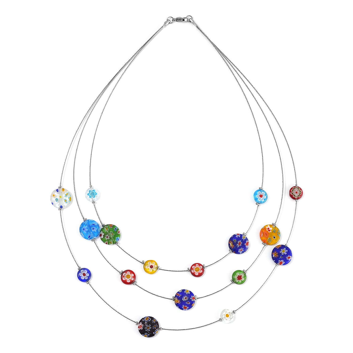 Multi Color Murano Glass Stainless Steel Necklace 65 Ct 3138807 3