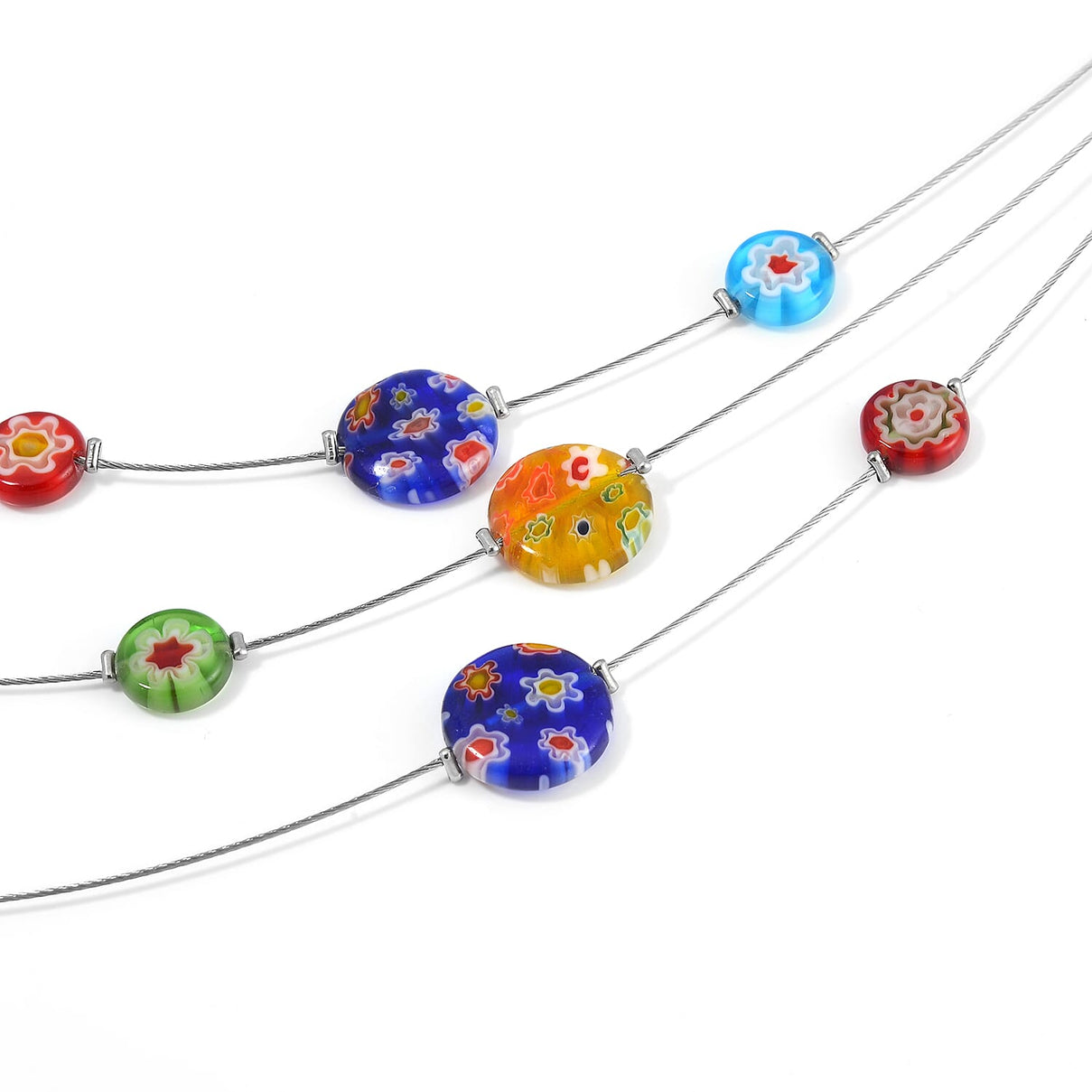 Multi Color Murano Glass Stainless Steel Necklace 65 Ct 3138807 4