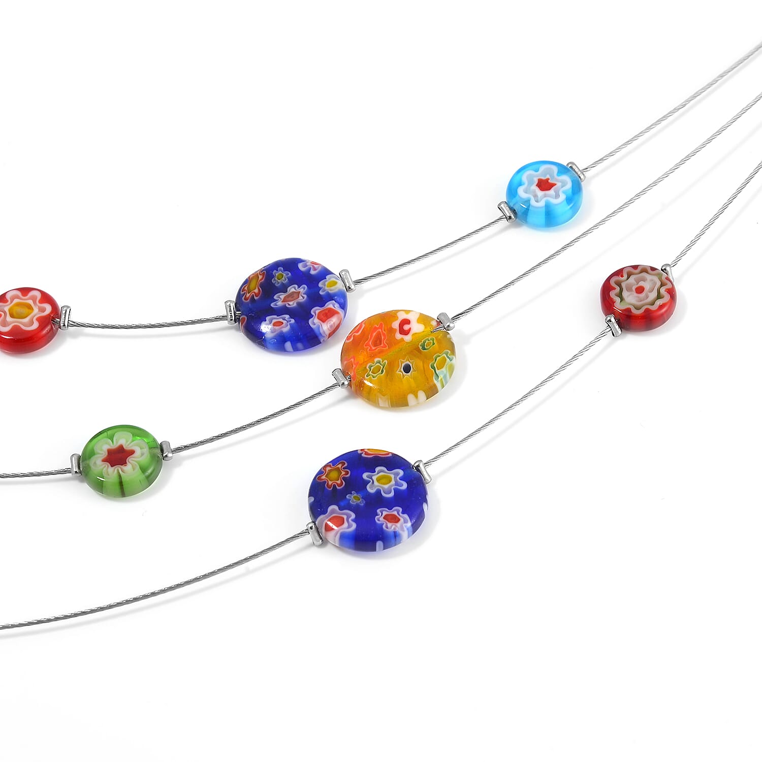 Multi Color Murano Glass Stainless Steel Necklace 65 Ct 3138807 4