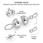 Doorbuster -Round Magnetic Lock (Size 8 mm) With Lobster Clasp (Size - 11 mm) in Rhodium Overlay Sterling Silver_3156665_1
