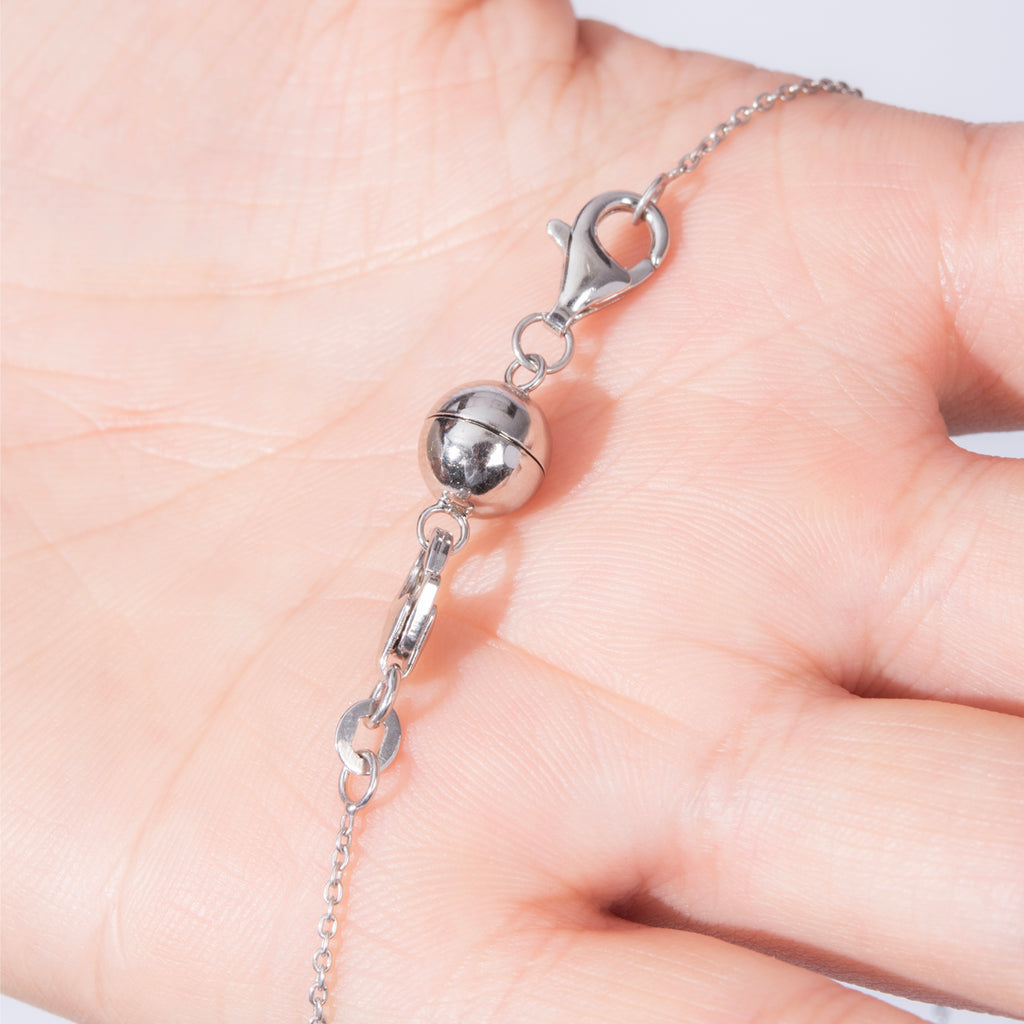 Doorbuster -Round Magnetic Lock (Size 8 mm) With Lobster Clasp (Size - 11 mm) in Rhodium Overlay Sterling Silver_3156665_6
